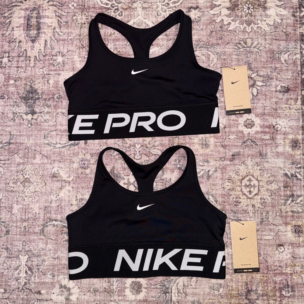 Nike Girls Dri-Fit Swoosh Pro Sports Bra 2-Pack Black FQ1259-010 Size Large NWT